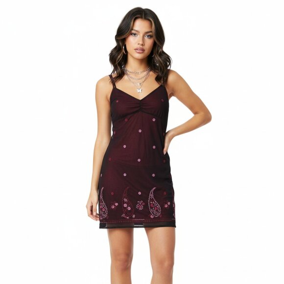 Y2K Rue 21 Embroidered Mini Babydoll Dress Size Medium Valentines Whimsigoth - Picture 1 of 10